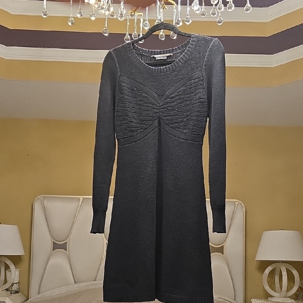 BCBGMaxAzria Lamb's Wool Black Long Sleeve Knit Dress - Picture 3 of 16